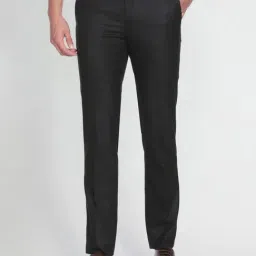 Arrow Black Regular Fit Self Pattern Trousers-image-17