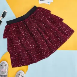 Pantaloons Junior Kids Pink Cotton Embellished Skirt-image-14