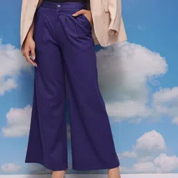 CORSICA Women Cotton Pleated Flared Wide Leg Trousers-image-23