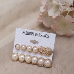 Shining Diva Fashion Set Of 6 Gold-Plated Contemporary Studs-picture-47