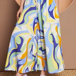 ZWERLON Printed Flared Palazzos-image-60