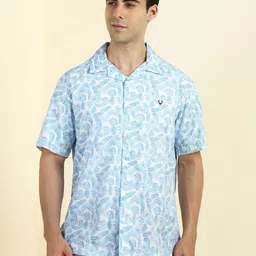Allen Solly Floral Printed Short Sleeves Pure Cotton Shirt-picture-41