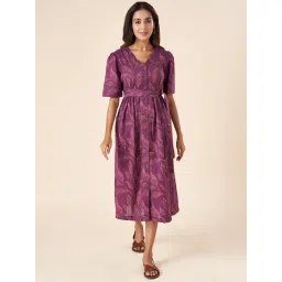 Akkriti by Pantaloons Purple Cotton Printed A-Line Dress-picture-23