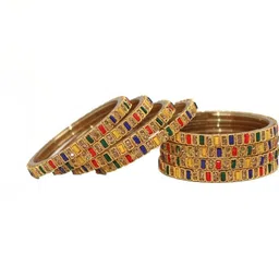 LLL FASHION Set Of 2 Multi Glass Artificial Stones Bangle image 3