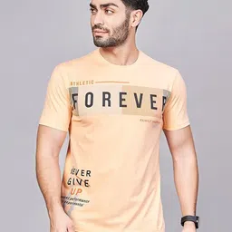 BE POSITIVE Men Round Neck Typography Printed T-shirt-picture-36