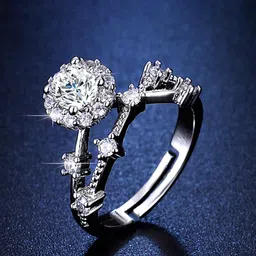 Designs & You Silver-Plated Crystal Studded Adjustable Finger Ring-picture-36