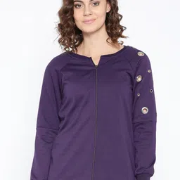 Belle Fille Women Purple Solid Sweatshirt-picture-30
