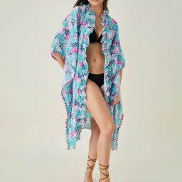The Kaftan Company Multicolor Tie - Dye Cover Up-picture-47