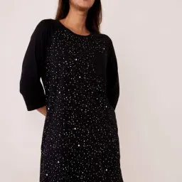 La Vie En Rose Black Cotton Printed Sleep Tee-image-19