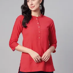 Biba Women Red Solid Straight Kurti-picture-20