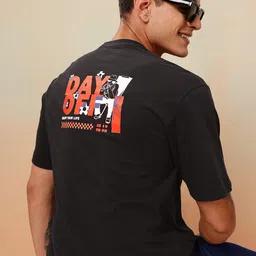 Mast & Harbour Relaxed Fit Graphic Printed Pure Cotton T-shirt-picture-43