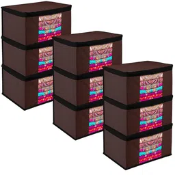 Kuber Industries Brown 9 Pieces Saree Organisers image 1