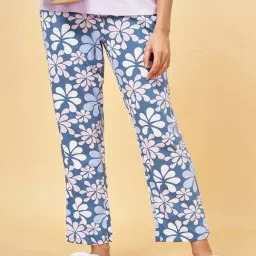 Dreamz by Pantaloons Blue Cotton Floral Print Pyjamas-picture-34