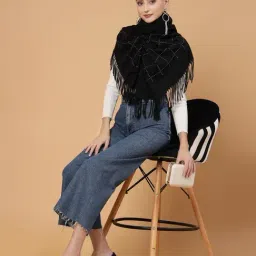 Mafadeny Black Regular Fit Embellished Stole image 5