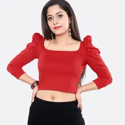 LONDON BELLY Women Red Solid Crop Top-image-48