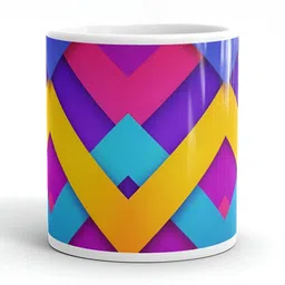 Mr UVD White & Blue Geometric Printed Ceramic Glossy Mug - 350 ml image 3