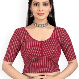 SCUBE DESIGNS Printed Round Neck Stretchable Saree Blouse-image-57