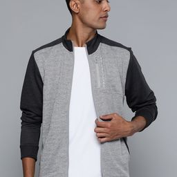 Alcis Men Gray & Black Colourblocked Running Bomber Jacket-picture-38