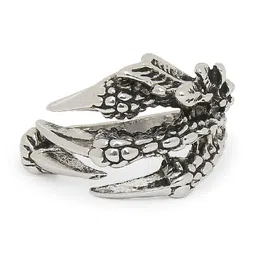 OOMPH Men Handcrafted Silver-Toned Stainless Steel Vintage Gothic Dragon Claw Biker Ring-picture-15
