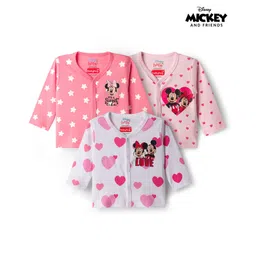 Babyhug Disney Interlock Knit Full Sleeves Jhablas With Minnie & Friends Print Pack Of 3 - Pink White & Dark Pink-picture-36