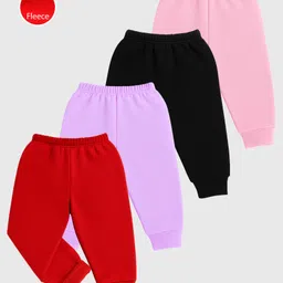 KUCHIPOO Knit Pack Of 4 Solid Track Pants - Red Lilac Pink & Black-picture-19