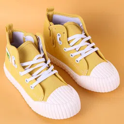 Cute Walk by Babyhug Lace Up Closure Casual Shoes With Dino Patch Applique - Yellow image 2