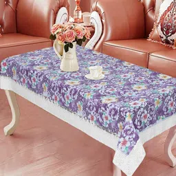 LooMantha Purple Floral Waterproof Plastic 4-Seater Table Cover-picture-14