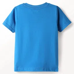 Babyhug Cotton Knit Half Sleeves Shorts Night Suit With Text Print - Blue image 3