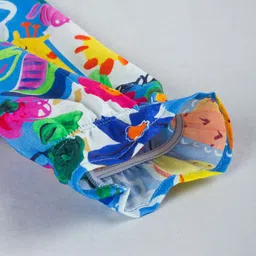 Hugsntugs Cotton Woven Full Bell Sleeves Floral & Fruits Printed Top - Blue image 4