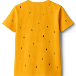 Pine Kids Drop Needle Half Sleeves Co-ords Night Suit With Tree Print - Yellow image 3