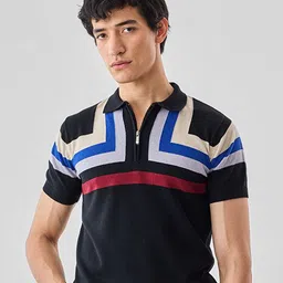 Snitch Colourblocked Pure Cotton Polo Collar T-shirt-picture-53