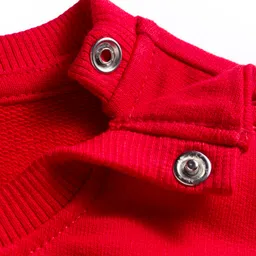Babyhug Cotton Knit Full Sleeves Sweatshirt With Animal Applique & Text Print - Red image 4