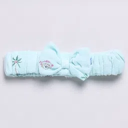 Snuggly MONKEY Seersucker Woven Cap Sleeves Elephants Printed Bow Applique Detailed Tiered Dress With Headband - Sky Blue image 5