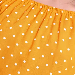 Pine Kids Rayon Woven Full Sleeves Off Shoulder Top Polka Dot Print- Yellow image 5