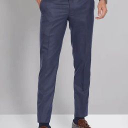 AD by Arvind Blue Slim Fit Flat Front Trousers-picture-24