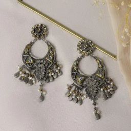 Teejh Ethnic Aakruthi Gold and Silver Oxidized Dangler Earring-picture-18