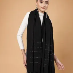 Mafadeny Black Regular Fit Embellished Stole image 4