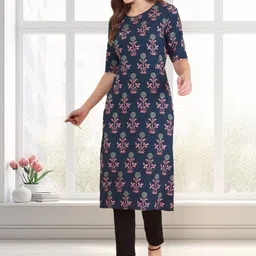 SZN Women Ethnic Motifs Crepe Straight Kurtas-picture-17