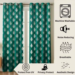 GEET CREATIONS Pink & Green Set of 2 Floral Door Curtain image 3