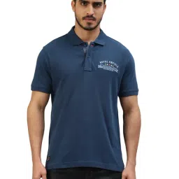 Royal Enfield Redditch Navy Regular Fit Logo Print Polo T-Shirt-image-15