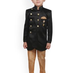 SG YUVRAJ Boys Black & Brown Sherwani Set-picture-17