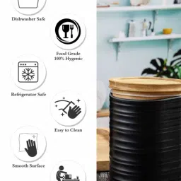Stehlen Black Swirl Large Melamine Container with Wooden Lid - Set of 2 image 4