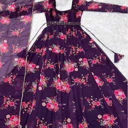 Krunal Raiyani Women Floral Printed Fit & Flare Maxi Ethnic Dresses-picture-32