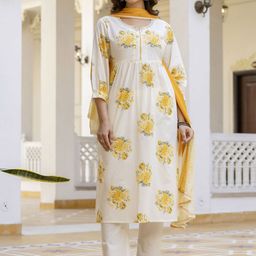 Anouk Rustic Women Floral Printed Pure Cotton Kurta with Trousers & Dupatta-picture-12
