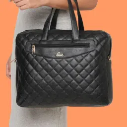 Lavie Afwaa Black Quilted Medium Laptop Handbag-image-61