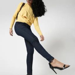 Vero Moda Dark Blue Blended Skinny Fit High Rise Jeggings-picture-48
