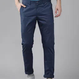 Blackberrys Men Navy Blue Solid B-95 Slim Fit Chinos-image-90