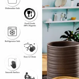 Stehlen Brown Swirl Medium Melamine Container with Wooden Lid - Set of 2 image 4