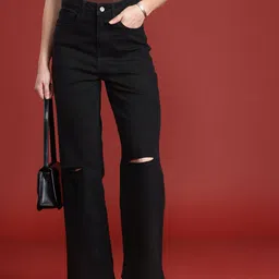all about you Women Straight Fit High-Rise Slash Knee Stretchable Jeans-picture-28