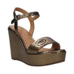 BAGATT Sigma Gold Reptile Print Womens Ankle Strap Heels-picture-10